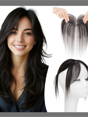TESSHAIR Clip-In Real Human Hair Bangs